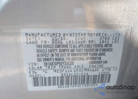 2014 Nissan Sentra Sv from USA, damaged, VIN 3N1AB7AP5EY334205